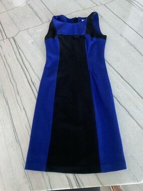 Milly Colorblock Sleeveless Sheath Dress in Royal Blue & Black